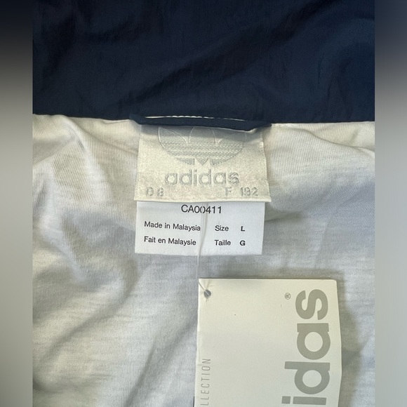 Rare Vintage D8 F182 Adidas Blue and White Striped Zip Up Windbreaker Jacket NWT - Picture 9 of 9